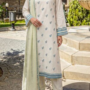 Unstitched Solid Embroidered Cambric 2 Piece (shirt/trouser)